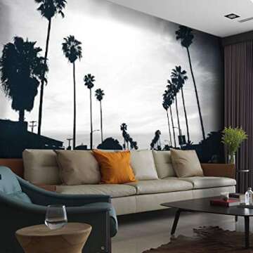 RECETHROWS Wall Mural Los Angeles Streets Black and Whites and Pictures Peel and Stick Wallpaper Self Adhesive Wallpaper Large Wall Sticker Removable Vinyl Film Roll Shelf Paper Home Decor