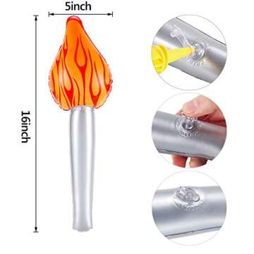 6 Pieces Inflatable Torch Fun Torch Inflates for Halloween Cosplay Medieval Luau Themed Party Sports Competitions, 16 Inches