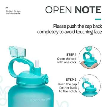 Venture Pal 64 OZ Water Bottle with Motivational Time Marker & Straw - Leakproof BPA Free Reusable Flip Top Water Bottle for Sports and Fitness Enthusiasts