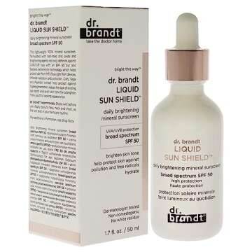 Dr. Brandt Liquid Sun Shield. SPF 50 UVA/UVB Mineral Face Sunscreen. HEV/Blue Light, Infrared and Pollution Protection. Non-Nano Zinc Oxide, Reef-Safe (1.7 fl oz)