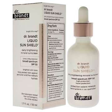 Dr. Brandt Liquid Sun Shield. SPF 50 UVA/UVB Mineral Face Sunscreen. HEV/Blue Light, Infrared and Pollution Protection. Non-Nano Zinc Oxide, Reef-Safe (1.7 fl oz)