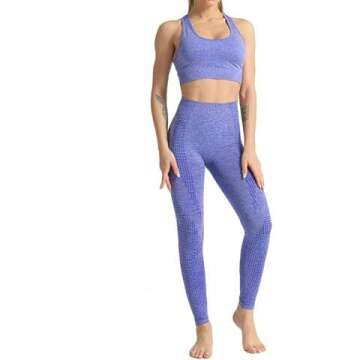 WodoWei Women 2 Piece Workout Outfits Sports Bra Seamless Leggings Yoga Gym Activewear Set