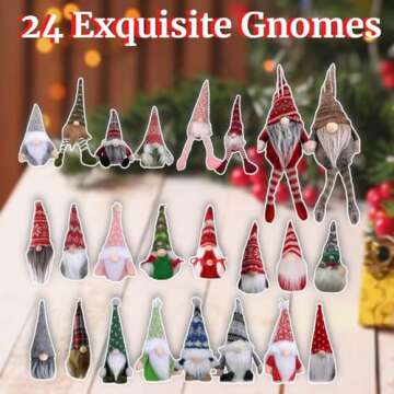 Christmas Gnome Advent Calendar 2024, 24 Day Christmas Advent Calendar with 24 Gnome Plush Doll, Christmas Countdown Surprise Holiday Decor Gnome Calendar Gift