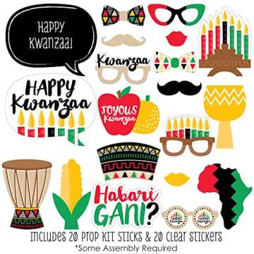 Big Dot of Happiness Happy Kwanzaa - African Heritage Holiday Party Photo Booth Props Kit - 20 Count