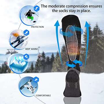 Warm Merino Ski Socks - 3 Pairs for Outdoor Fun