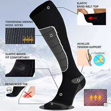 Warm Merino Ski Socks - 3 Pairs for Outdoor Fun