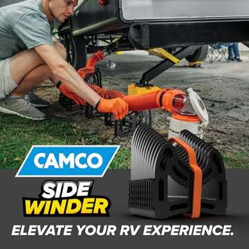 Camco Sidewinder 10-Ft RV Sewer Hose Support - Flexible Telescoping Design for Avoiding Obstacles & Deep Cradles Secure RV Sewer Hose - Out-of-the-Box Ready & Folds for RV Storage (43031)