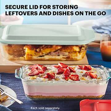 7x11 Pyrex Glass Baking Dish with Lid for Recipes