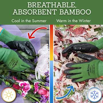 Pine Tree Tools Bamboo Gardening Gloves for Women & Men - Multi-purpose Work Gloves - Breathable and Absorbent Bamboo Gloves - Gardening Gloves for Men