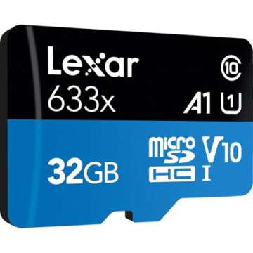 Lexar 32GB (2-Pack) High-Performance 633x micro SD Card w/ SD Adapter, UHS-I, C10, U1, A1, Full-HD & 4K Video, Up To 100MB/s Read, for Smartphones, Tablets, and Action Cameras (LMS0633032G-B2ANU)