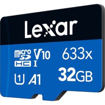 Lexar 32GB (2-Pack) High-Performance 633x micro SD Card w/ SD Adapter, UHS-I, C10, U1, A1, Full-HD & 4K Video, Up To 100MB/s Read, for Smartphones, Tablets, and Action Cameras (LMS0633032G-B2ANU)