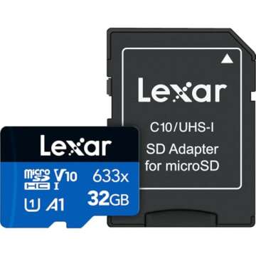 Lexar 32GB (2-Pack) High-Performance 633x micro SD Card w/ SD Adapter, UHS-I, C10, U1, A1, Full-HD & 4K Video, Up To 100MB/s Read, for Smartphones, Tablets, and Action Cameras (LMS0633032G-B2ANU)