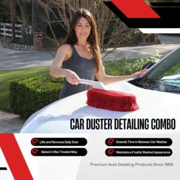 The Original California Car Duster Detailing Kit with Plastic Handle, Model Number: 62445 , Red