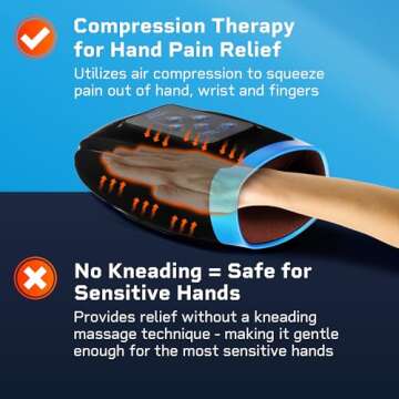 LifePro Hand Massager for Arthritis and Carpal Tunnel Relief - Hand, Wrist & Finger Massager with Heat & Compression, Arthritis Pain Relief for Hands, 6 Levels Pressure Point Therapy Massager Gifts