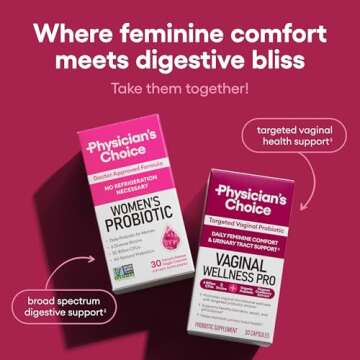 Physician's CHOICE Probiotics for Women - PH Balance, Digestive, UT, & Feminine Health - 50 Billion CFU - 6 Unique Strains for Her - Organic Prebiotics, Cranberry Extract+ - Women Probiotic - 30 CT