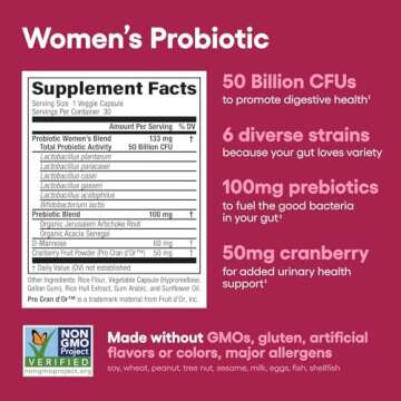 Physician's CHOICE Probiotics for Women - PH Balance, Digestive, UT, & Feminine Health - 50 Billion CFU - 6 Unique Strains for Her - Organic Prebiotics, Cranberry Extract+ - Women Probiotic - 30 CT