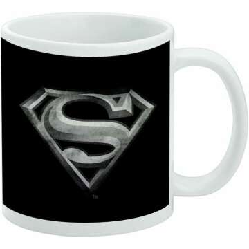 GRAPHICS & MORE Superman Steel Logo Ceramic Coffee Mug, Novelty Gift Mugs for Coffee, Tea and Hot Drinks, 11oz, White