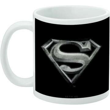 GRAPHICS & MORE Superman Steel Logo Ceramic Coffee Mug, Novelty Gift Mugs for Coffee, Tea and Hot Drinks, 11oz, White