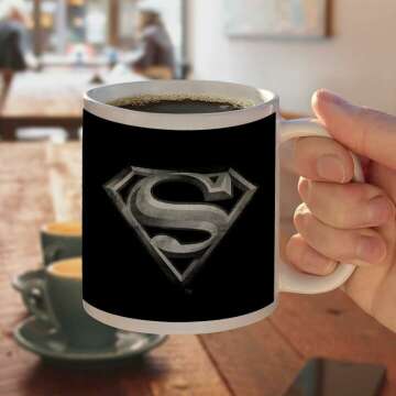 GRAPHICS & MORE Superman Steel Logo Ceramic Coffee Mug, Novelty Gift Mugs for Coffee, Tea and Hot Drinks, 11oz, White