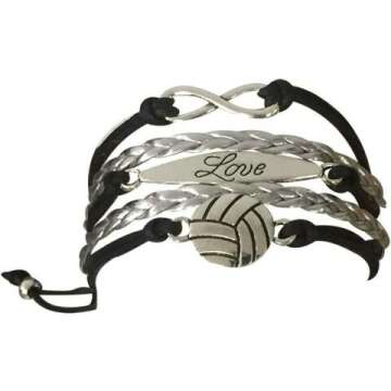 Adjustable Volleyball Charm Bracelet for Girls