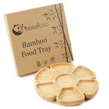 Boodboo Bamboo Food Tray – All-Natural Vegan Friendly Wooden Serving Tray – 360-Degree Rotating Party Tray – Perfect for Parties, Holidays, Family Dinners, and More – 12 Inches