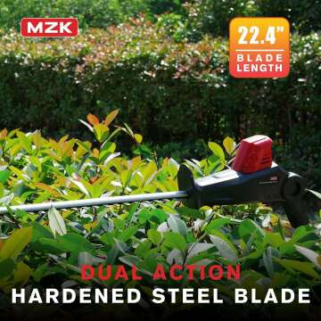 MZK 20V MAX 22.4-inch Cordless Pole Hedge Trimmer Attachment, 8-Feet Reach, Electric Hedge Trimmer with Extension Pole, Multi-Angle (Battery and Charger Included)