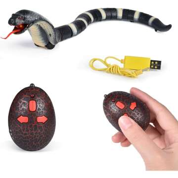 FUN LITTLE TOYS Remote Control Snake Toy, Rechargeable RC Realistic Snake Toy, Party Favors, Party Supplies, 17 Inches