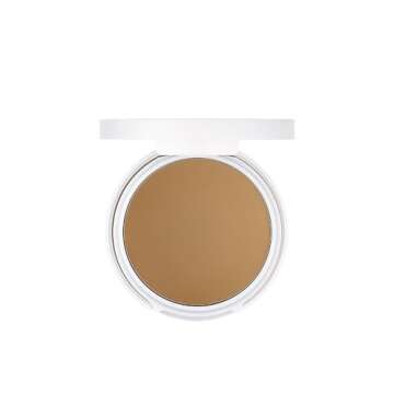 FLOWER Beauty By Drew Barrymore Light Illusion Perfecting Powder - Powder Foundation + Setting Powder for Makeup - Medium Buildable Coverage - Natural Glow + Flawless Finish - Mirror + Sponge Include d (Mocha)