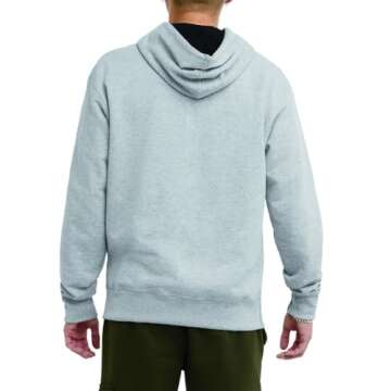 Champion Mens Hoodie, Powerblend, Fleece Comfortable For (Reg. Big & Tall) Sports-fan-sweatshirts, Oxford Gray C Logo, X-Large US