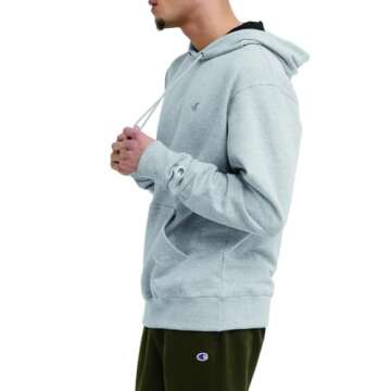 Champion Mens Hoodie, Powerblend, Fleece Comfortable For (Reg. Big & Tall) Sports-fan-sweatshirts, Oxford Gray C Logo, X-Large US