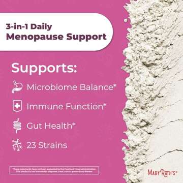 MaryRuth Organics 3-in-1 Menopause Probiotics for Women | Clinically Tested | Menopause Supplement for Women | Hormonal Support & Estrogen Supplement for Women| 60 Billion CFU | Allergen Free | 0.5 oz