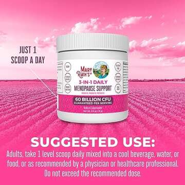 MaryRuth Organics 3-in-1 Menopause Probiotics for Women | Clinically Tested | Menopause Supplement for Women | Hormonal Support & Estrogen Supplement for Women| 60 Billion CFU | Allergen Free | 0.5 oz