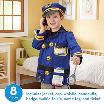 Melissa & Doug unisex-children Police Officer Role Play Costume Dress-Up Set (8 pcs) Frustration-Free Packaging Multicolor, Ages 3-6 Years