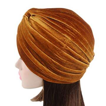 beauty YFJH Pleated Stretch Ruffle Women's Velvet Chemo Turban Hat Wrap Cover