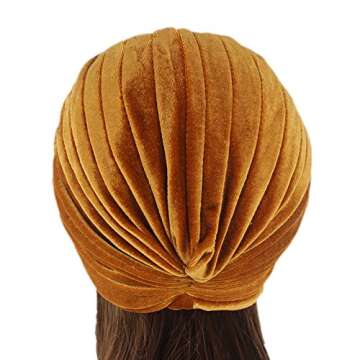 beauty YFJH Pleated Stretch Ruffle Women's Velvet Chemo Turban Hat Wrap Cover