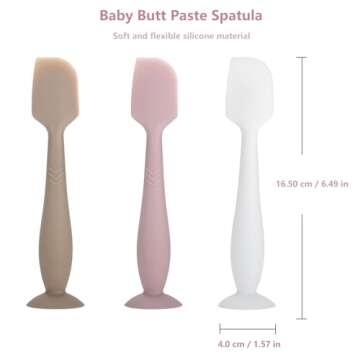 3-Pack Baby Diaper Cream Spatula - Baby Diaper Rash Cream Applicator for Butt Paste Diaper Cream - Diaper Cream Brush for Newborn Baby Essentials (grey, pink, white)