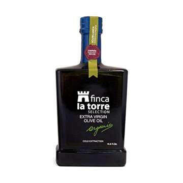 Finca La Torre Hojiblanca Organic Olive Oil - Extra Virgin Cold Pressed Spanish Olive Oil - Premium Oil from Malaga, Spain - Gourmet Food Gifts - 2021 Flos Olei Hall of Fame Winner (500 ml Bottle)