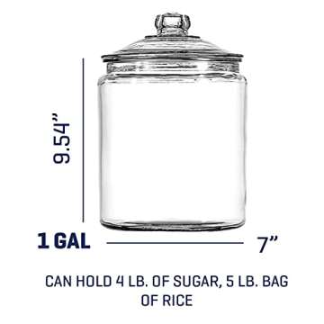 Anchor Hocking 1-Gallon Heritage Hill Jar with Lid, 2 Pack, Clear