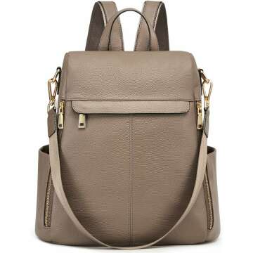 Kattee Women's Anti-Theft Genuine Leather Backpack Satchel