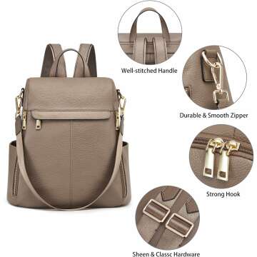 Kattee Women's Anti-Theft Leather Backpack