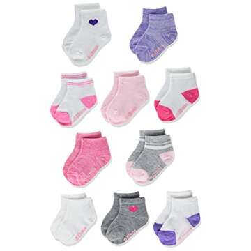 Hanes baby girls Lightweight Ez Sort Ankle Socks, 10-pair Pack Socks, Assorted, 12-24 Months US