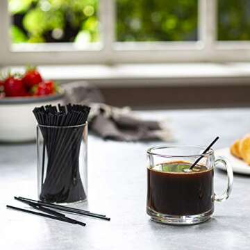 Disposable Plastic Coffee Cocktail Stirrers - Black