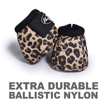 Professional's Choice Ballistic Overreach Bell Boots for Horses | Superb Protection, Durability & Comfort | Quick Wrap Hook & Loop | Sold in Pairs | Medium Cheetah