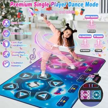 Upgraded Extra Large Electronic Dance Mats, Dance Pad with Single&Double Players Mode