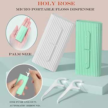 Holy Rose Dental Floss Picks - Portable Floss Picks Dispenser & Travel Flossers Case with 168 Floss Sticks - Ideal for Home & Travel Oral Care Tool Set