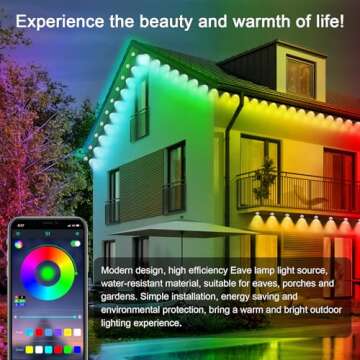 300FT Permanent Outdoor Lights,RGB Eaves Lights with App Control Remote,DIY Scene Modes IP67 Waterproof Outdoor Under Eave Lighting,Outdoor Lights for Outdoor Decor,Garden Decor,House,Party,Holiday