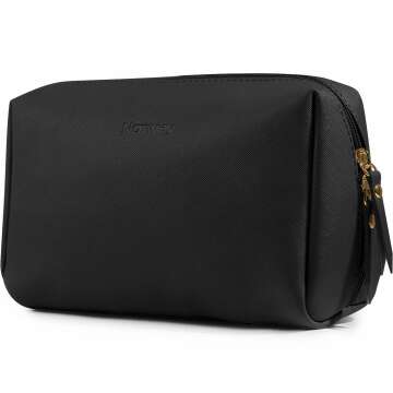 Stylish Large Vegan Leather Makeup Bag - Perfect Travel Cosmetic Organizer