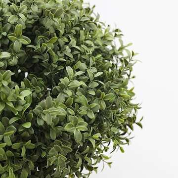 JUSTOYOU 24.5''T Artificial Boxwood Ball Topiary Tree, Set of 2 Bushes Potted Plants for Porch Outdoor or Indoor, Home Decor UV Resistant