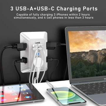 5-Outlet Surge Protector with 4 USB Charge Ports