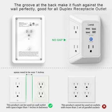 5-Outlet Surge Protector with 4 USB Charge Ports